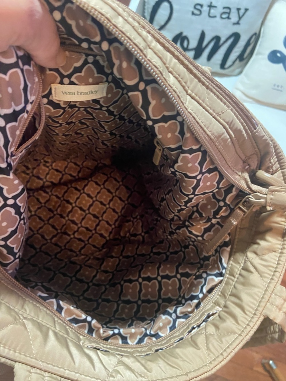 Vera Bradley Quilted Tote in Camel Tan - Picture 5 of 9